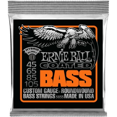 ERNIE BALL 3833 COATED CUSTOM GAUGE ROUNDWOUND HYBRID SLINKY 45-105