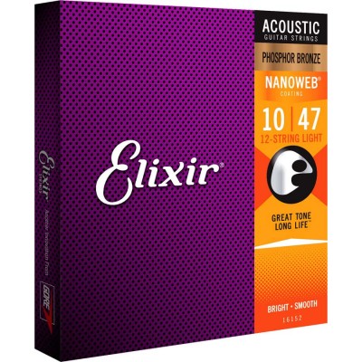 ELIXIR 16152 NANOWEB PHOSPHOR BRONZE 12C LIGHT 10-47