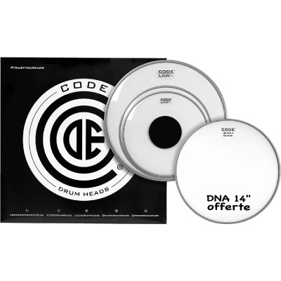 CODE DRUM HEAD TOM PACK LAW CLEAR STANDARD ROCK + CC 14" DNA SABLEE