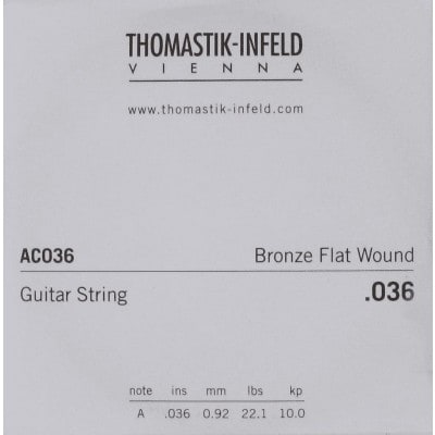 THOMASTIK AC036 PLECTRUM BRONZE FLAT WOUND 036