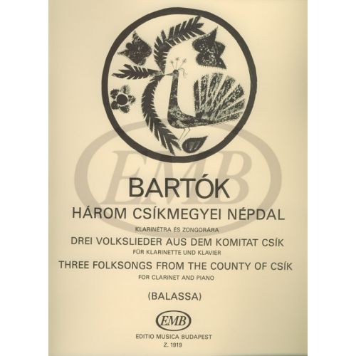  Bartok B. - 3 Folksong From The Country Of Csik - Clarinette Et Piano