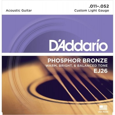 EJ26 PHOSPHOR BRONZE ACOUSTIC GUITAR STRINGS CUSTOM LIGHT 11-52