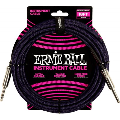 ERNIE BALL 5.5M JACK MONO MALE VERS JACK MONO MALE NOIR ET VIOLET