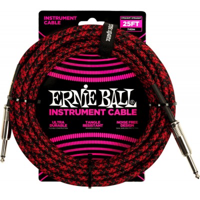 ERNIE BALL 7.62M JACK MONO MALE VERS JACK MONO MALE ROUGE ET NOIR