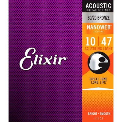 ELIXIR ACOUSTIC NANOWEB 12 CORDES LIGHT 10/10 14/14 23/09 30/12 39/18 47/27