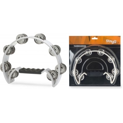 STAGG TAMBOURIN 1/2 LUNE 16 CYMBALETTES BLANC