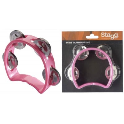 MINI TAMBOURIN 4 CYMBALETTES PLASTIQUE ROSE