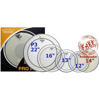 Remo Pp-0270-ps - Pack Pinstripe Transparente - 12/13/16 + 14 (ambassador Sablee) + 22 (powerstroke 3)