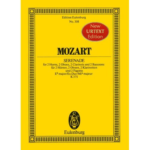 EULENBURG MOZART W.A. - SERENADE A 8 E FLAT MAJOR KV 375 - 2 HORNS, 2 OBOES, 2 CLARINETS AND 2 BASSOONS