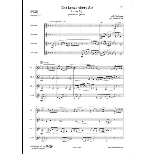 FLEX EDITIONS TRADITIONAL - THE LONDONDERRY AIR - QUATUOR DE CLARINETTES