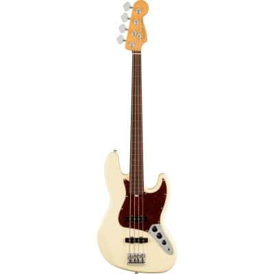 FENDER AMERICAN PROFESSIONAL II JAZZ BASS FRETLESS RW, OLYMPIC WHITE