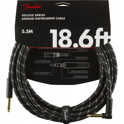 DELUXE  INSTRUMENT CABLE, STRAIGHT/ANGLE, 18.6', BLACK TWEED