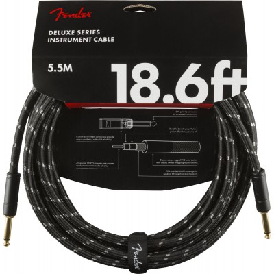 DELUXE  INSTRUMENT CABLE, STRAIGHT/STRAIGHT, 18.6', BLACK TWEED