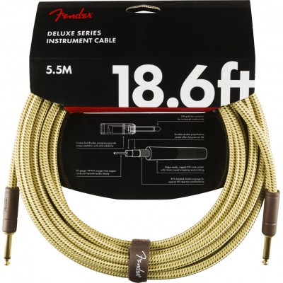 DELUXE  INSTRUMENT CABLE, STRAIGHT/STRAIGHT, 18.6', TWEED