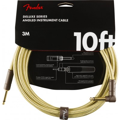 DELUXE  INSTRUMENT CABLE, STRAIGHT/ANGLE, 10', TWEED