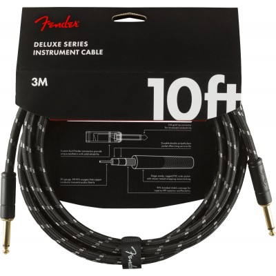 DELUXE  INSTRUMENT CABLE, STRAIGHT/STRAIGHT, 10', BLACK TWEED