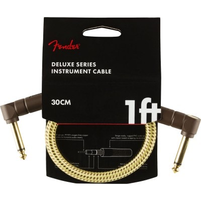 FENDER DELUXE INSTRUMENT CABLE, ANGLE/ANGLE, 1', TWEED