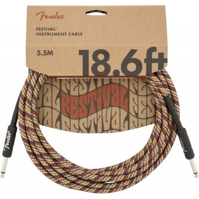 18.6' FESTIVAL INSTRUMENT CABLE PURE HEMP RAINBOW