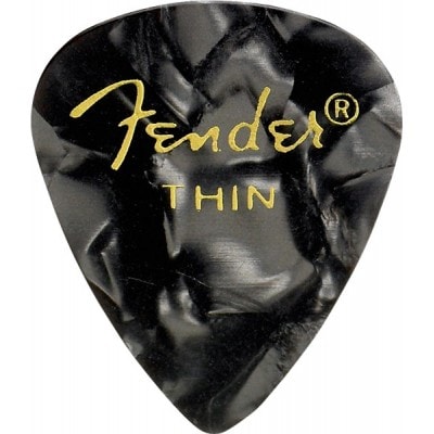 PREMIUM CELLULOID 351 SHAPE PICKS, THIN, BLACK MOTO LA PIECE