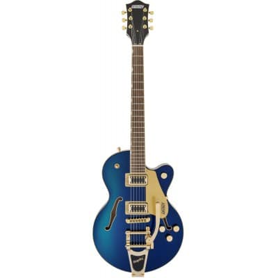 G5655TG ELECTROMATIC CENTER BLOCK JR. SINGLE-CUT WITH BIGSBY AND GOLD HARDWARE LRL, AZURE METALLIC