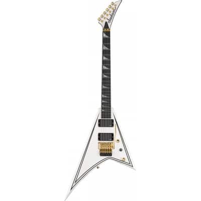 JACKSON GUITARS MJ SERIES RHOADS RR24MG EBO WHITE WITH BLACK PINSTRIPES