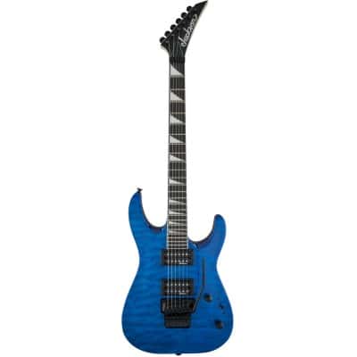 JACKSON GUITARS JS DINKY ARCH TOP JS32Q DKA, AMARANTH FINGERBOARD, TRANSPARENT BLUE