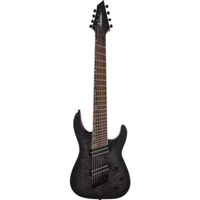 JACKSON GUITARS X SOLOIST ARCH TOP SLATX8Q MS LRL, MULTI-SCALE, TRANSPARENT BLACK BURST