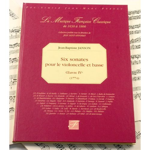  Janson J.b. - Six Sonates, Oeuvre Iv - Violoncelle, Basse - Fac-simile Fuzeau
