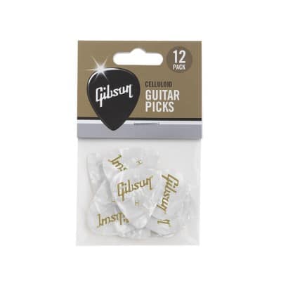 GIBSON ACCESSORIES MEDIATORS PEARLOID WHITE, 12 PACK, HEAVY