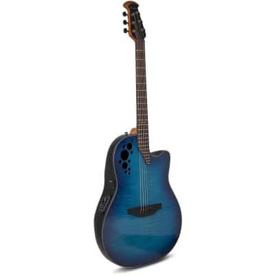 OVATION E-ACOUSTIC GUITAR CELEBRITY ELITE PLUS MID CUTAWAY BLUE FLAMED MAPLE