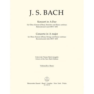 BACH J. S. - CONCERTO IN A MAJOR - VIOLONCELLE/BASSE