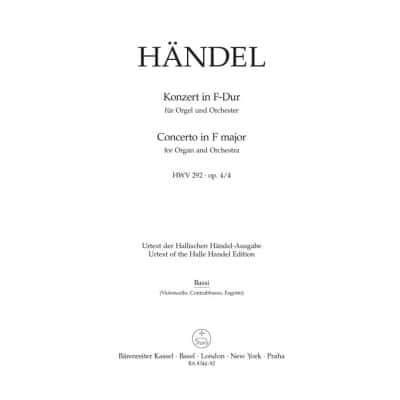 HAENDEL - KONZERT IN F-DUR (FA MAJEUR) ORGUE ET ORCHESTRE