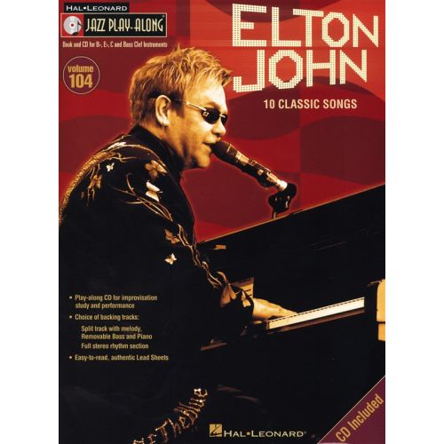 HAL LEONARD JAZZ PLAY ALONG VOLUME 104 - ELTON JOHN + CD - BASS CLEF INSTRUMENTS