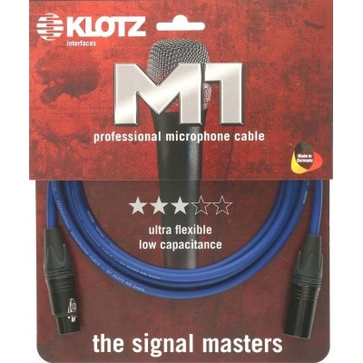 KLOTZ M1 MIC CABLE BLEU 3M XLR 3P. FEMELLE MALE NEUTRIK