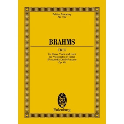BRAHMS - TRIO AVEC PIANO MIB MAJEUR OP. 40 - PIANO, VIOLON ET HOUN (OU VIOLONCELLE OU ALTO)