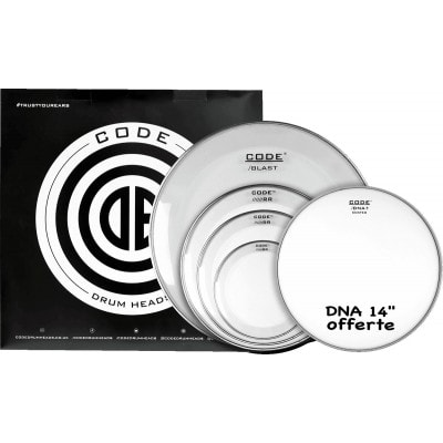 CODE DRUM HEAD FULL PACK RESO RING CLEAR 10/12/14/20 + 14" DNA SABLEE