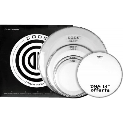 CODE DRUM HEAD FULL PACK RESO RING CLEAR 12/13/16/22 + 14" DNA SABLEE