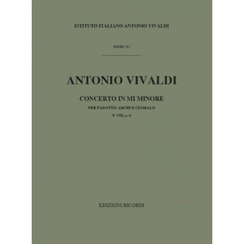 RICORDI VIVALDI A. - CONCERTO IN MI MIN. RV 484 - F.VIII/6 - BASSON