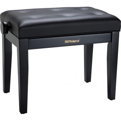 PIANO BENCH, SATIN BLACK, VINYL SEAT