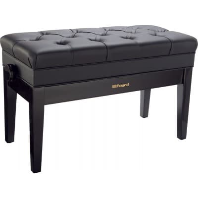 PIANO BENCH, DUET SIZE, POLISHED EBONY, VINYL SEAT