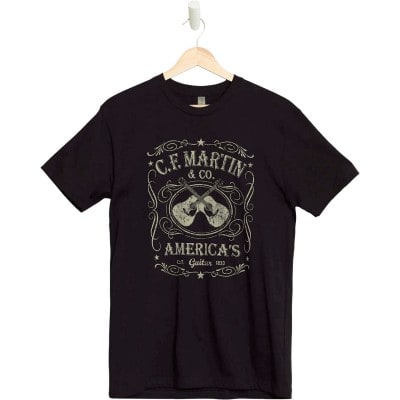 MARTIN & CO TEE-SHIRT, DUAL GUITAR,BLACK,M