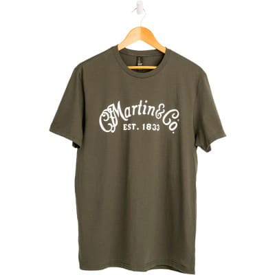 TEE-SHIRT, OLIVE,WHITE SCRIPT LOGO,S