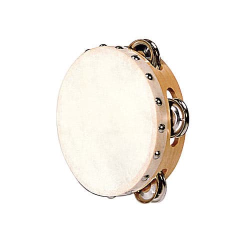 FUZEAU TAMBOURIN PEAU NATURELLE - 15 CM + CYMBALETTES