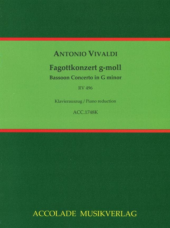 ACCOLADE MUSIKVERLAG VIVALDI ANTONIO - CONCERTO G-MOLL RV 496 - BASSON & PIANO