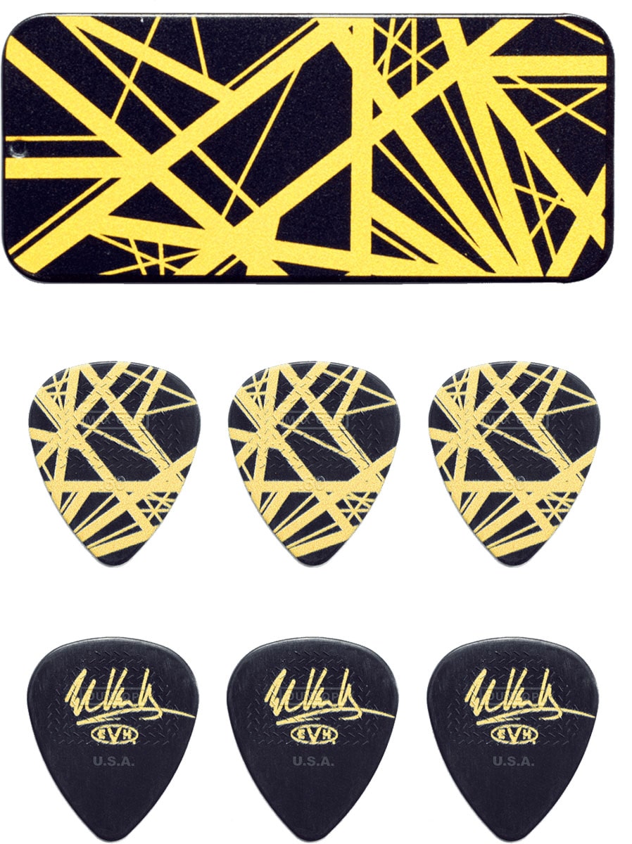 JIM DUNLOP EVHPT04 COLLECTOR EVH NOIR / JAUNE 0,60 MM 6 PACK