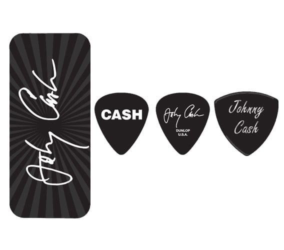 JIM DUNLOP JCPT03M BOITE EN METAL DE 6 MOTIF JOHNNY CASH SIGNATURE