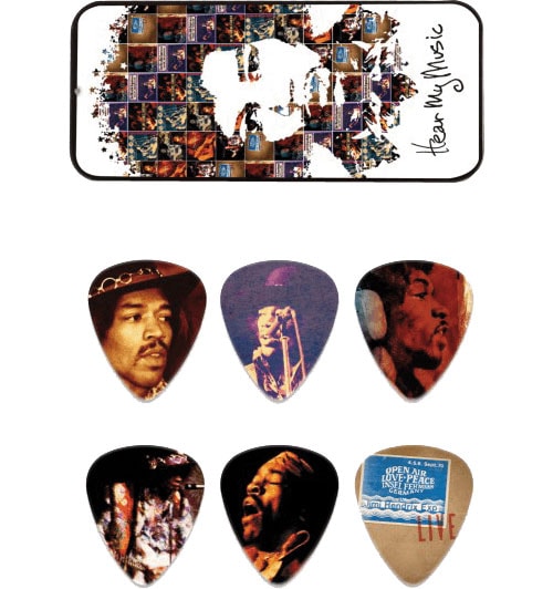 JIM DUNLOP JH-PT07M BOITE EN METAL DE 6 MOTIF JIMI HENDRIX HEAR MY MUSIC