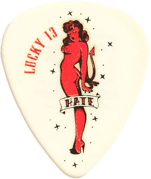 JIM DUNLOP LUCKY 13 SERIES II, SACHET DE 36 #8 HATE GIRL, BLACK, 1.00 MM