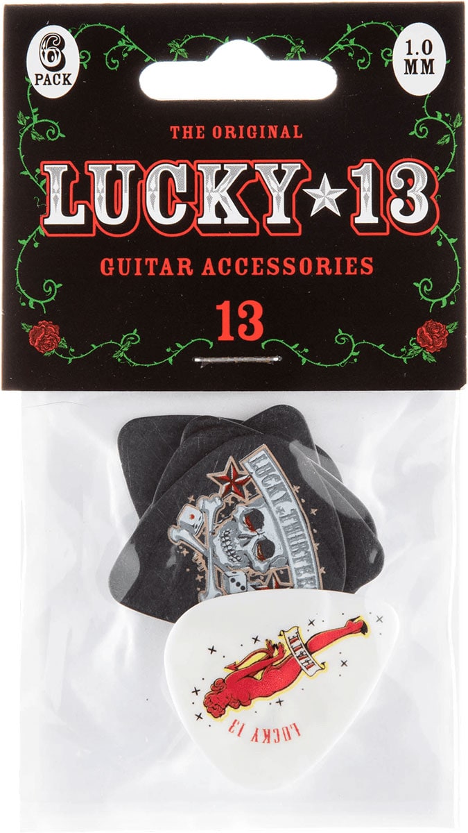 JIM DUNLOP LUCKY 13 SERIES II, PLAYER'S PACK, 6, ASSORTISS, 1.00 MM