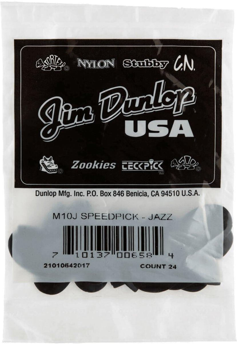 JIM DUNLOP SPEEDJAZZ, SACHET DE 24, BLACK, ANGLE INVERSE, GAUCHER, MEDIUM